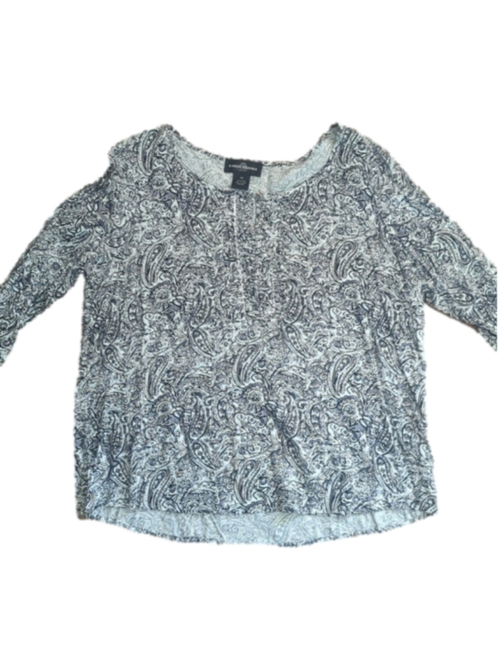 Karen Brooks Black White Paisley Blouse 3X